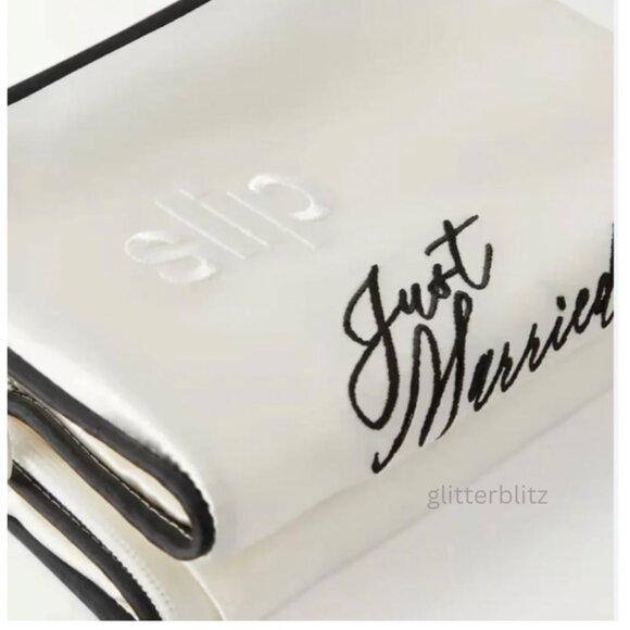 Slip Wedding “Just Married” 100% Silk Queen Pillowcase Set of 2 Bridal Gift - Picture 6 of 16